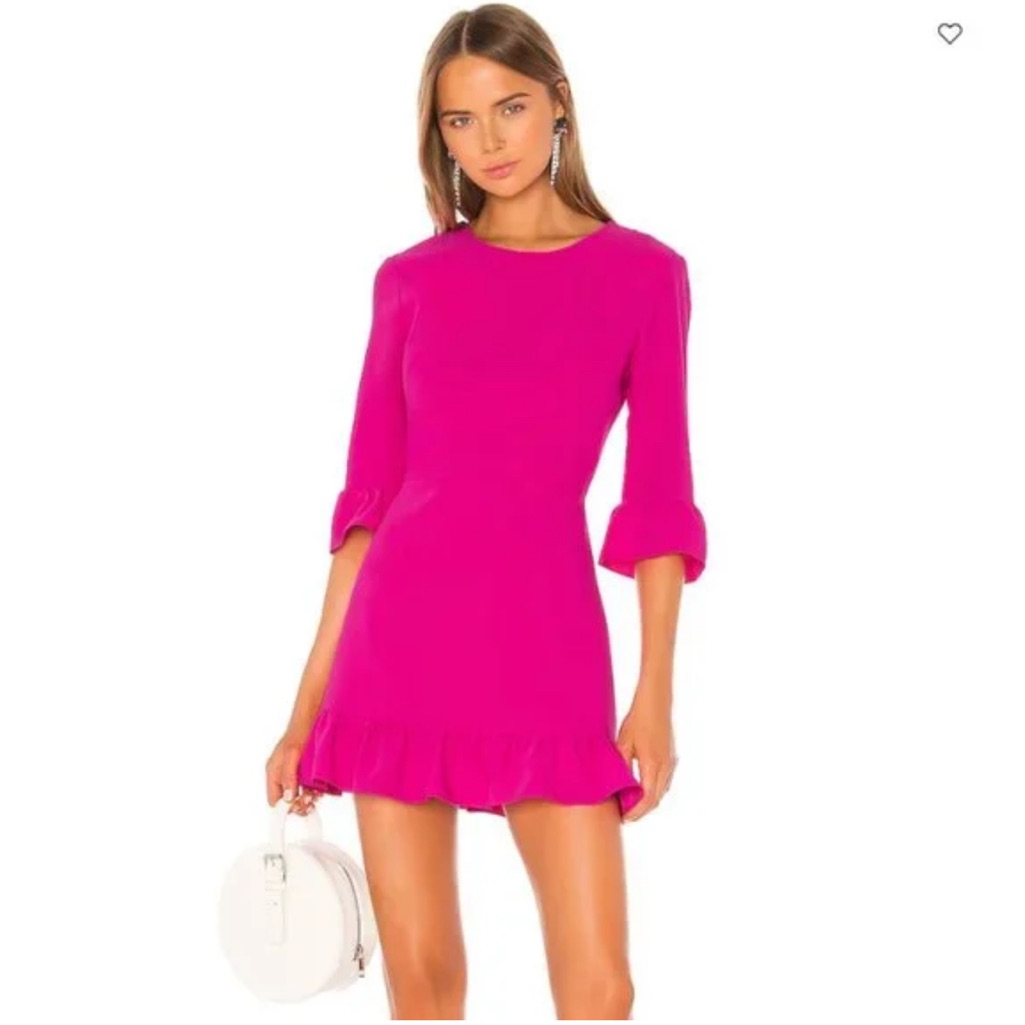Amanda Uprichard Candice 3/4 Sleeve Pink Flouce Dress S